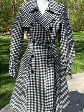 Helene Berman London Black & White Gingham Trench Coat